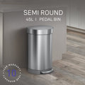 Simplehuman 45L Semi-Round Pedal Bin