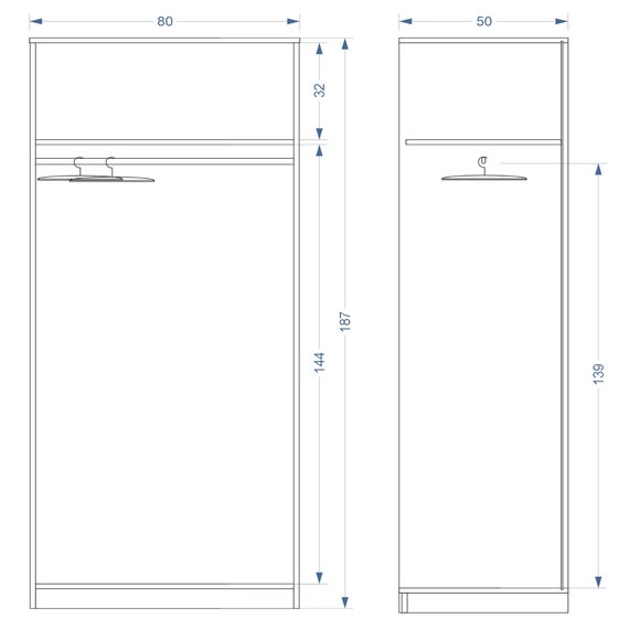 Acton Double Wardrobe, White, product image 8