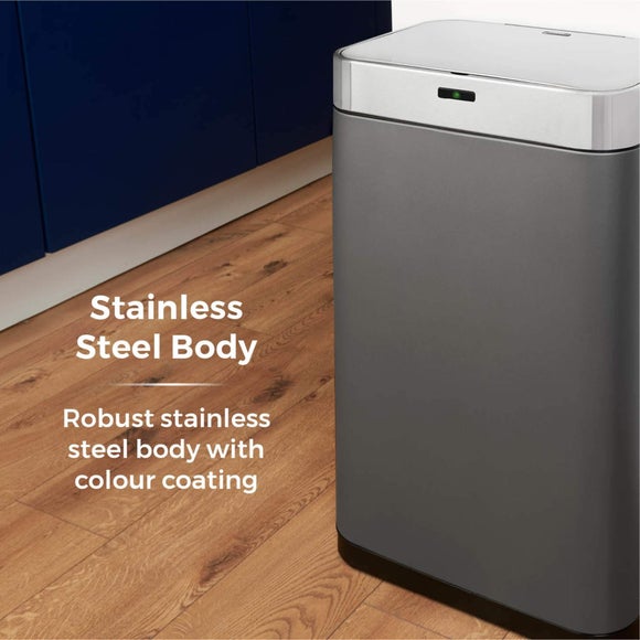 Tower 75 Litre Silver Rectangular Sensor Bin