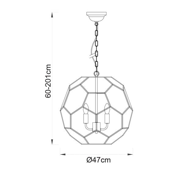 Vogue Hillier 3 Light Hexagon Pendant Light