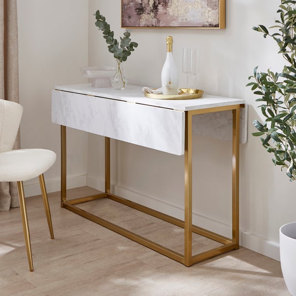 Kendall 2-4 Seater Console Dining Table, Marble Effect
