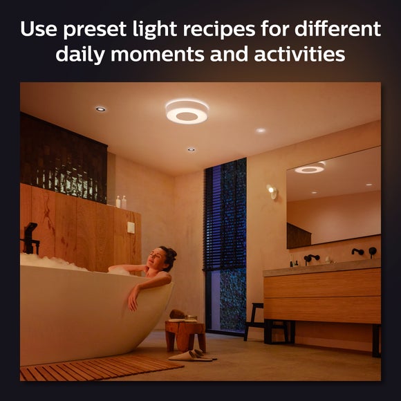 Philips HUE Xamento Large Smart LED Bathroom Flush Ceiling Light