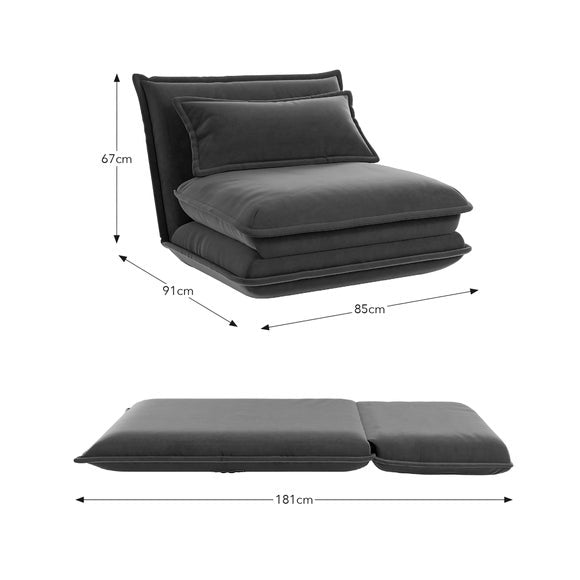 Jackson Velvet Foldable Single Sofa Bed, product image 20