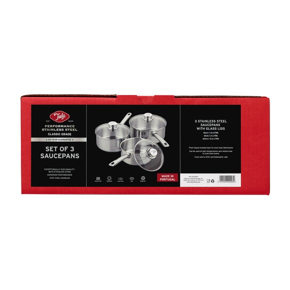 Tala Performance Classic Stainless Steel 3 Piece Saucepan Set
