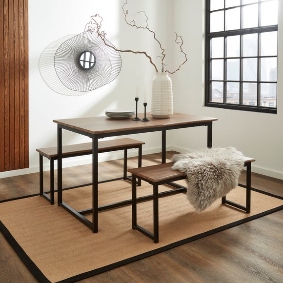 Ronan 4 Seater Wave Edge Dining Table and Bench Set, product image 1