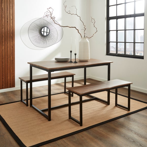 Ronan 4 Seater Wave Edge Dining Table and Bench Set, product image 2