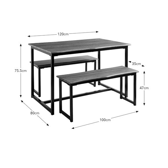 Ronan 4 Seater Wave Edge Dining Table and Bench Set, product image 7