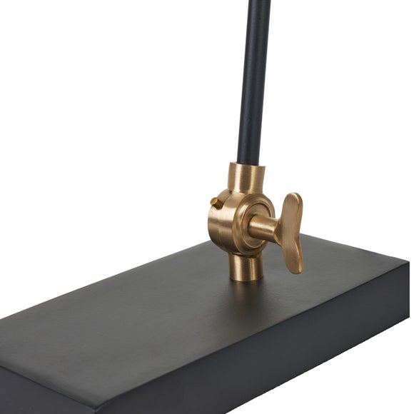 Canton Matt Black and Brass Metal Cone Reading Floor Lamp