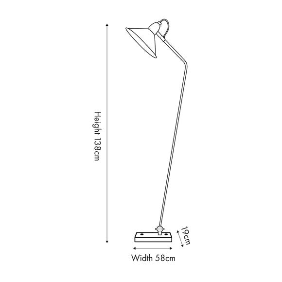 Canton Matt Black and Brass Metal Cone Reading Floor Lamp