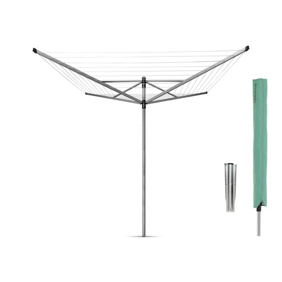 Brabantia Lift-O-Matic 60m Rotary Clothes Airer, Ground Spike & Cover