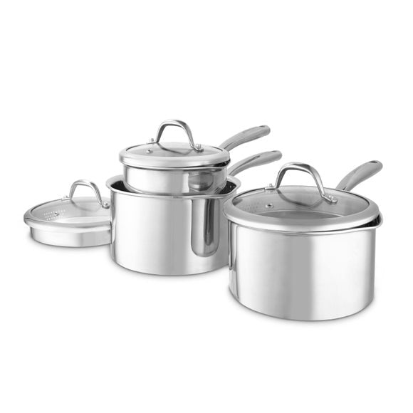 Good Food Tri Ply 3 Piece Saucepan Set
