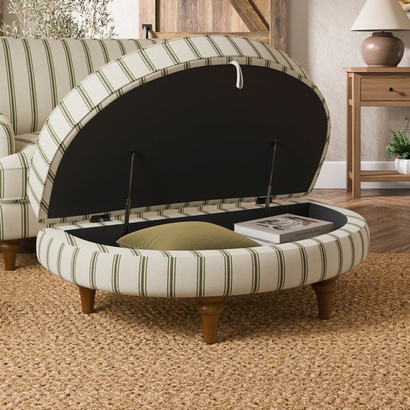 Beatrice II Folkstone Stripe Oval Snuggle Storage Footstool