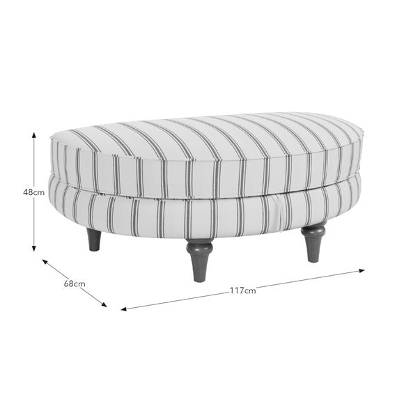 Beatrice II Folkstone Stripe Oval Snuggle Storage Footstool