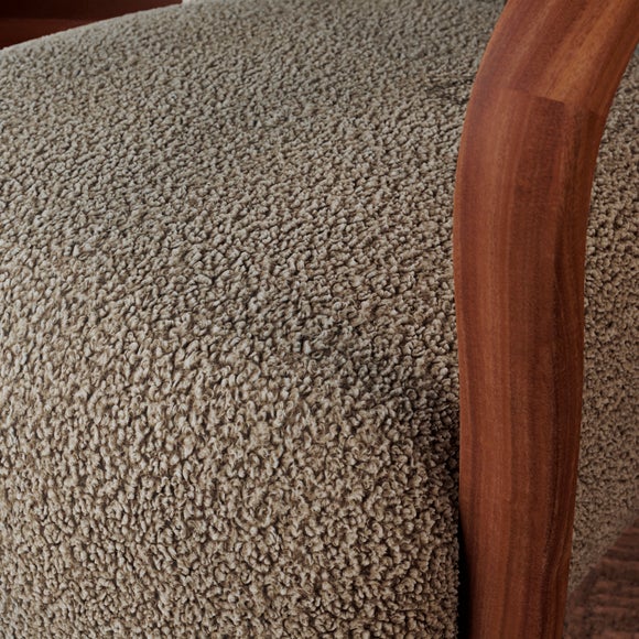 Clara Fluffy Sherpa Wooden Arm Accent Chair