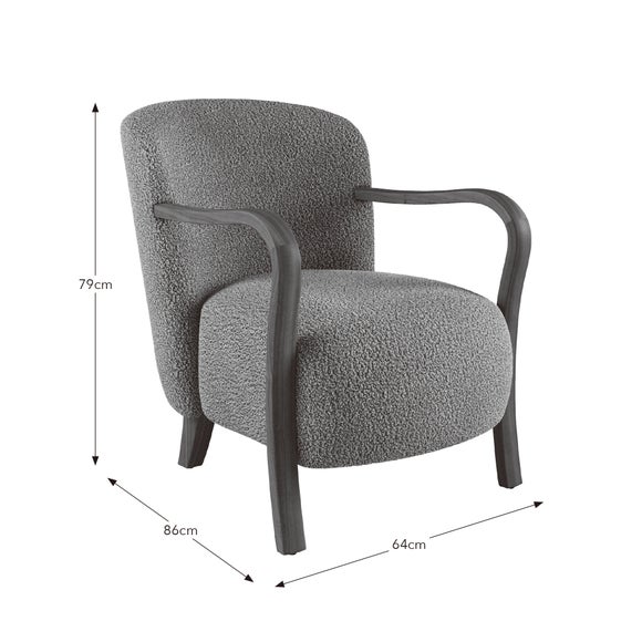Clara Fluffy Sherpa Wooden Arm Accent Chair