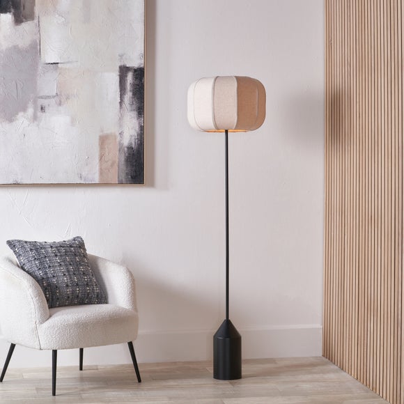 Pacific Lifestyle Oscar Metal and Linen Structured Floor Lamp