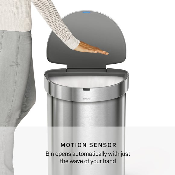 Simplehuman 45L Semi-Round Sensor Bin with Liner Pocket