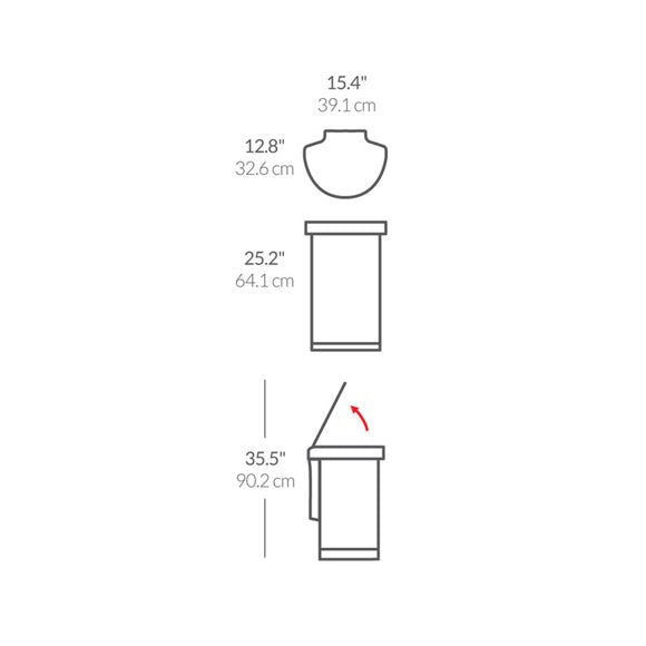 Simplehuman 45L Semi-Round Sensor Bin with Liner Pocket