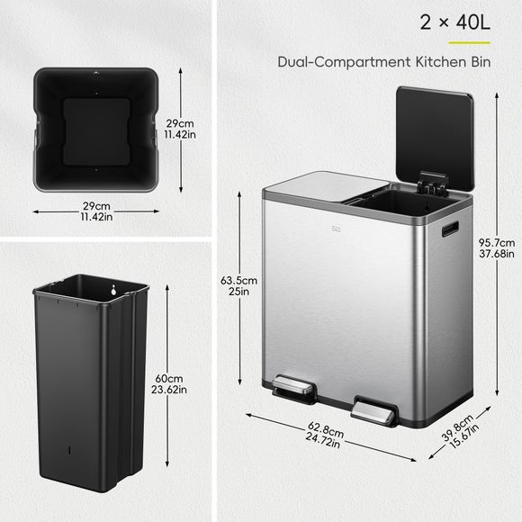 EKO Ecocasa Plus 4040L Stainless Steel Recycling Bin