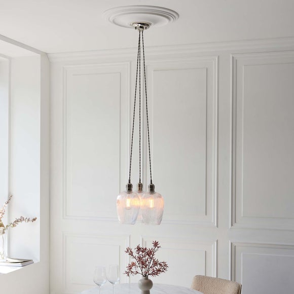 Vogue Sturt 3 Light Ribbed Adjustable Cluster Ceiling Light, product image 12