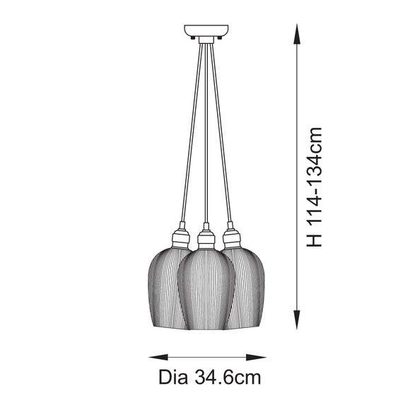 Vogue Sturt 3 Light Ribbed Adjustable Cluster Ceiling Light, product image 14