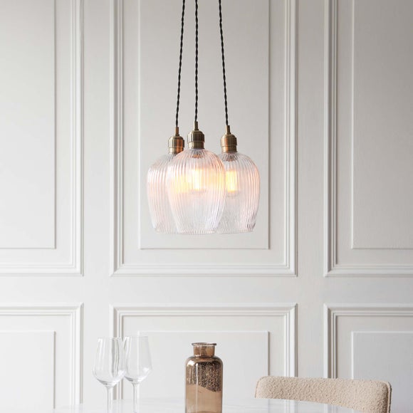 Vogue Sturt 3 Light Ribbed Adjustable Cluster Ceiling Light, product image 1