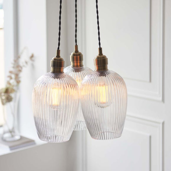 Vogue Sturt 3 Light Ribbed Adjustable Cluster Ceiling Light, product image 2