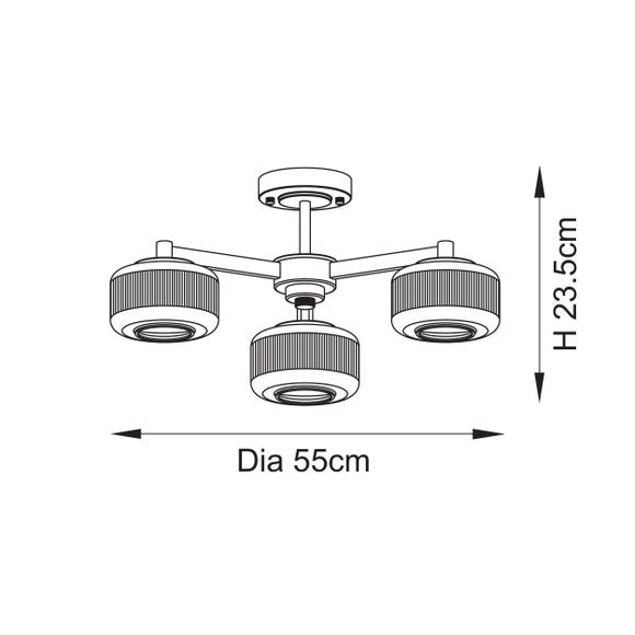 Vogue Jake 3 Light Semi Flush Ceiling Light