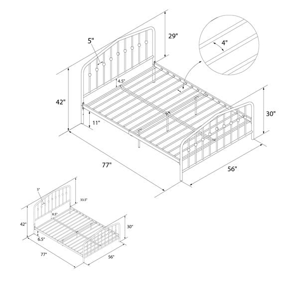Dorel Home Bushwick Metal Bed Frame, product image 6