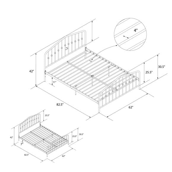 Dorel Home Bushwick Metal Bed Frame, product image 16